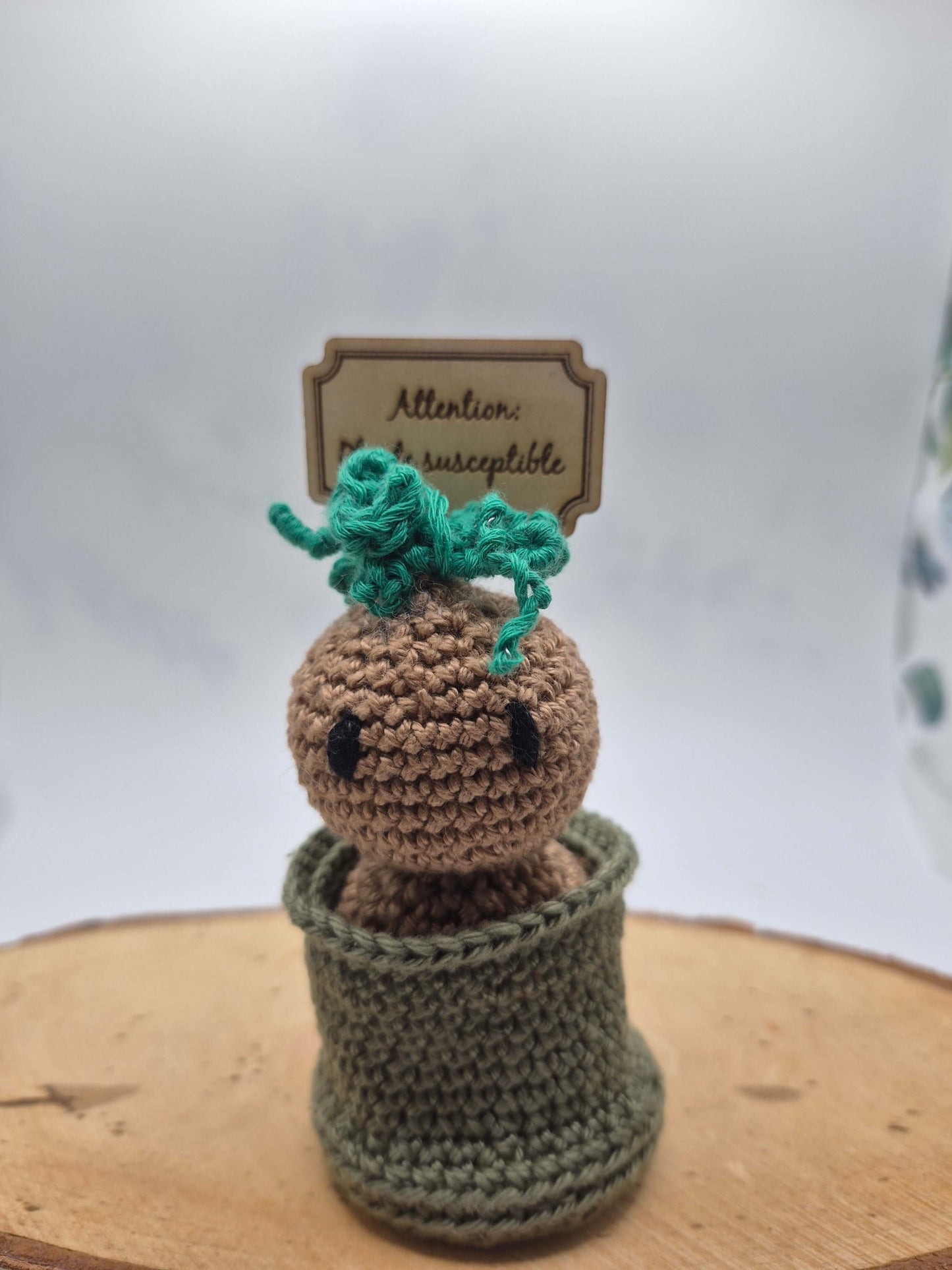 Amigurumi Mandragore Crochet Fait Main Pot Vert Humour